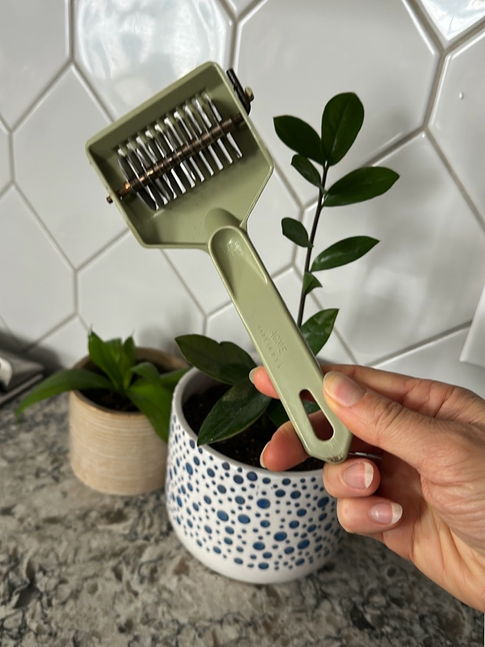 ACME olive green multi-blade herb stripper